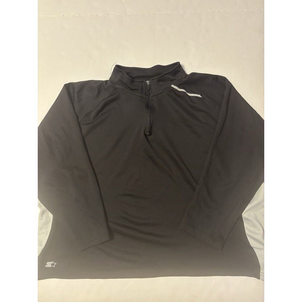 Vintage Starter Men's M Black 1/4 Zip Mock Neck Solid Logo Polyester Pullover